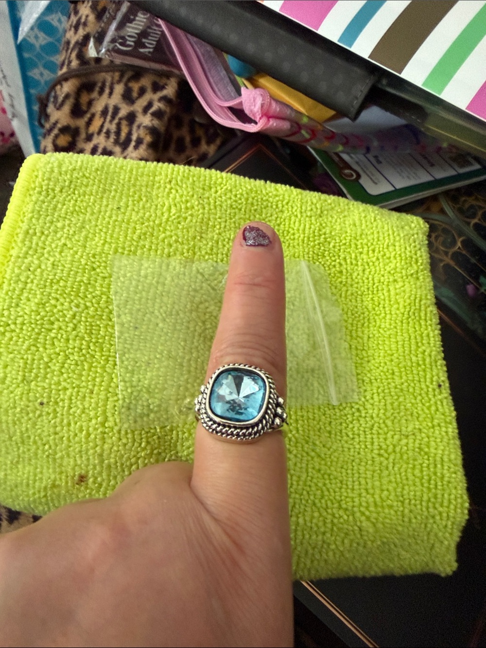 Silver Ring with Light Blue Gemstone - Women Accessories